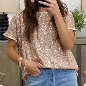 Spark Joy Sequin Top Champagne